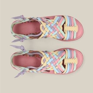 Pastel Woven Leather Sandals - Women's Multicolor